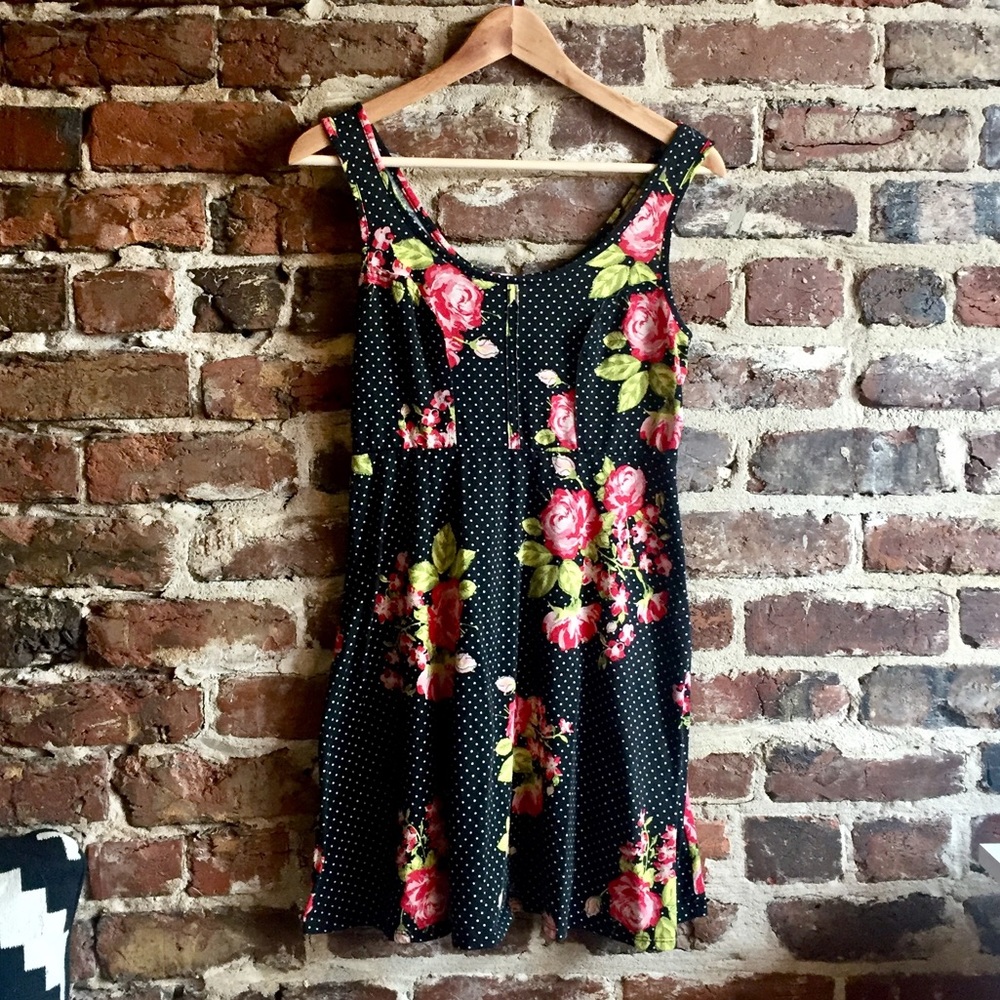 Little Black Polka Dot & Floral Dress
